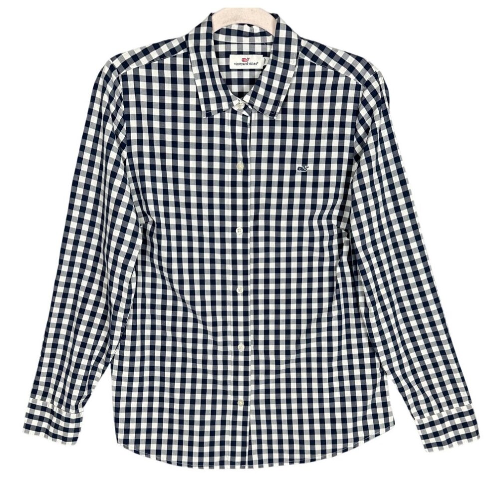 Vineyard Vines Navy and White Gingham Button-Down Shirt